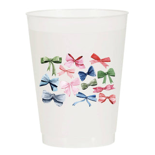 Watercolor Multi-Bows Frosted Cups  : Pack of 6