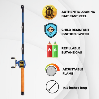 Bait Cast Fishing Pole BBQ Lighter: Multiple Colors