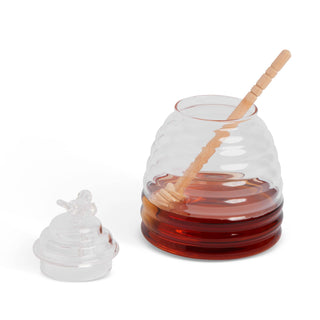 Glass Honey Jar & Wooden Dipper