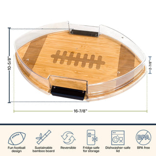 Totally Bamboo - Flip, Serve & Store® Football Charcuterie Board with Lid