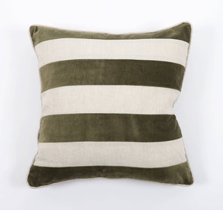 Velvet Linen Stripe Pillow: DARK GREEN