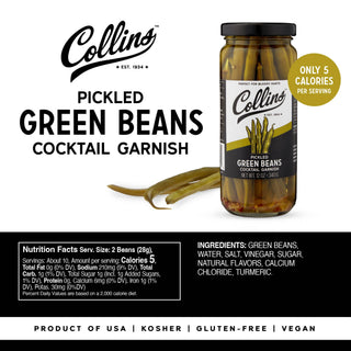Collins - Gourmet Pickled Green Beans Cocktail Garnish 12 oz