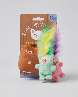 Lameowow Handbag Catnip Cat Toy with Feathers