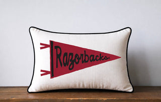 Arkansas Team Pennant Piped Pillow