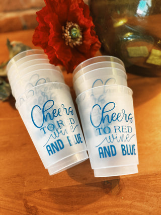 Cheers To Red Wine And Blue Reusable Cups