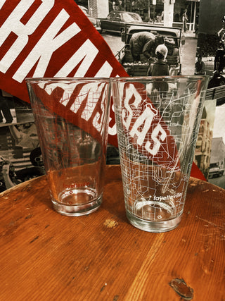 University of Arkansas Campus Map Pint Pair