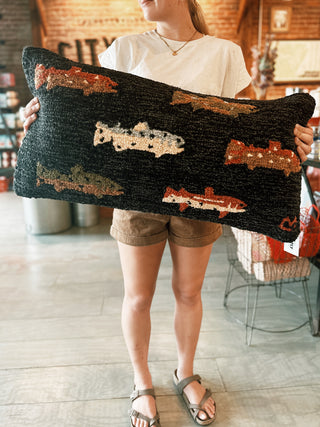 River Fish Hooked Pillow
