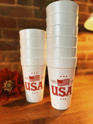 USA EST 1776 Foam Cups