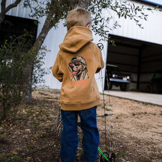 Burlebo: Youth Fleece Hoodie- Mallard Camo Dog