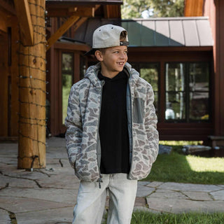 Burlebo: Youth Mountain Fleece- Hoodie Jacket- Classic Deer Camo