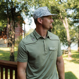 Burlebo- Pearl Snap Performance Polo - Whitetail Deer