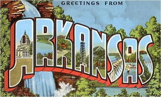 Greetings from Arkansas Postcard- Waterfall