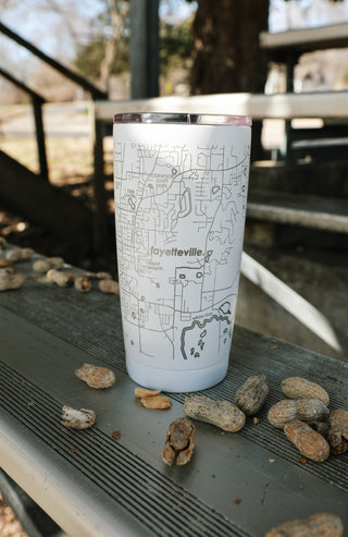 Fayetteville, AR Map Insulated Tumbler- White