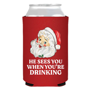 He Sees You When Your Drinking Can Cooler- Christmas