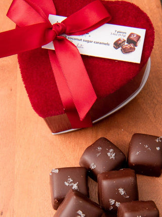 Ticket Chocolate - Caramel Heart Box, 7-Piece - Valentine Chocolate Gift