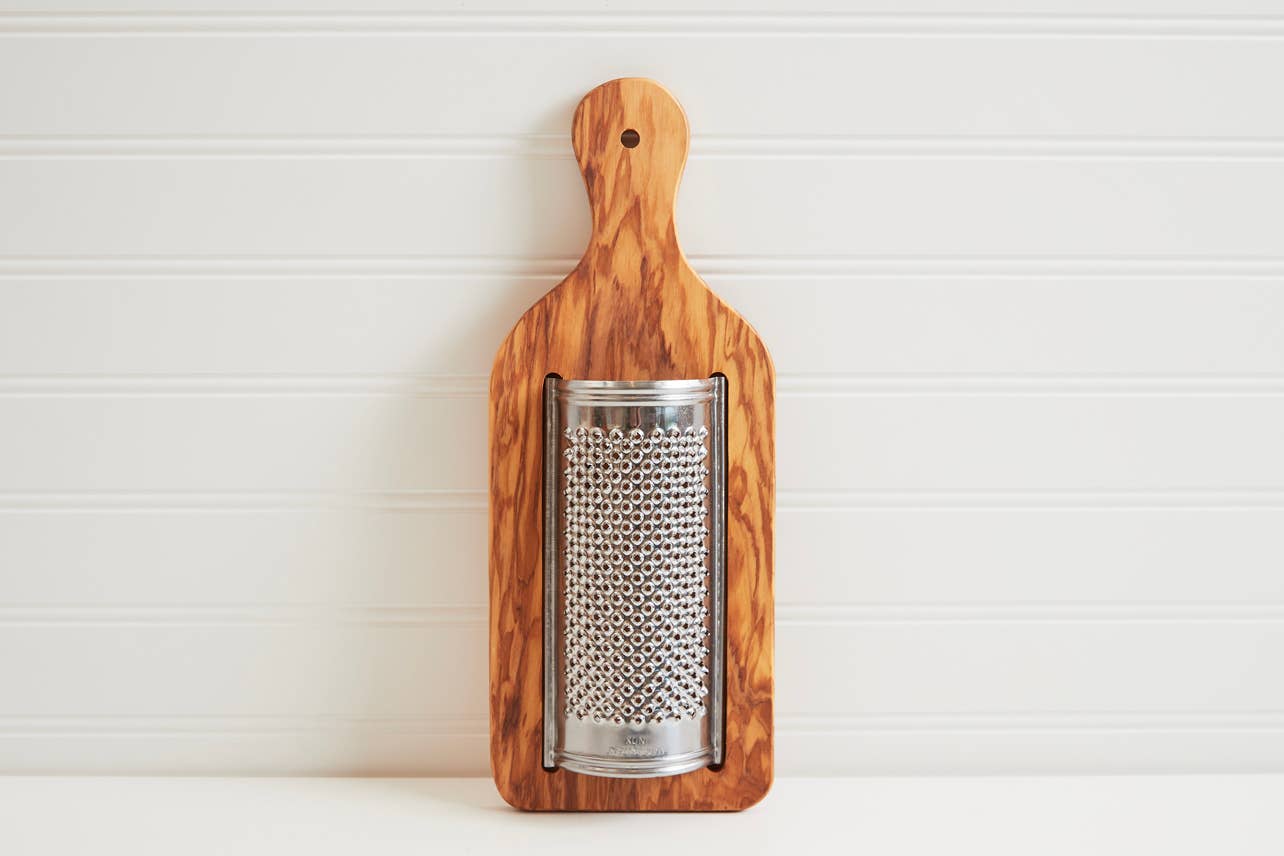 Cheese Grater With Olive Wood Flat Wooden Parmesan Grater Small