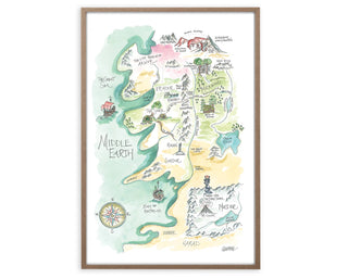Middle Earth Watercolor Story Map Print - 8x10"