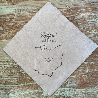 Sippin' Pretty In Fayetteville Napkins - Pink
