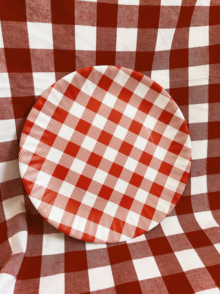 Large Red Gingham Plate