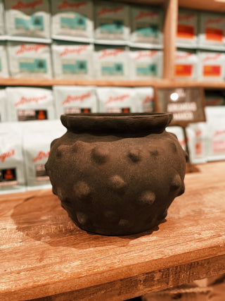 Black Terracotta Vase with Raised Dots - PICKUP ONLY
