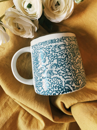 Paisley Blue + White Mug