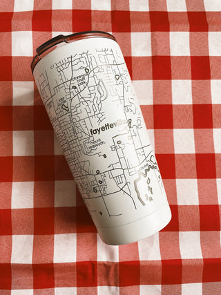 Fayetteville, AR Map Insulated Tumbler- White