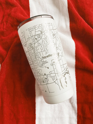 Fayetteville, AR Map Insulated Tumbler- White