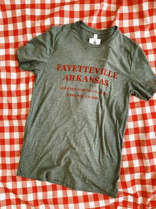 Fayetteville, AR Voted Best Place T-Shirt - Gray/Red (City Supply Exclusive)