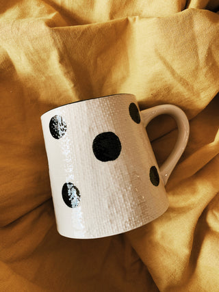 Black + White Dot Mug