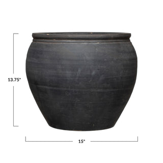 Large Terracotta Pot With Black Matte Finish - PICKUP ONLY