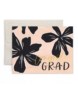 Black Floral Graduation Greeting Card
