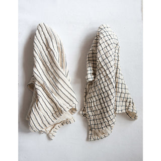 Black + White Striped Tea Towel