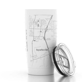 Fayetteville, AR Map Insulated Tumbler- White