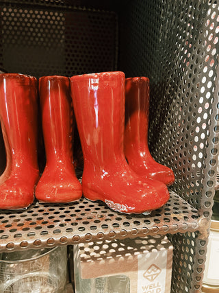 Stoneware Boot Vase - Red
