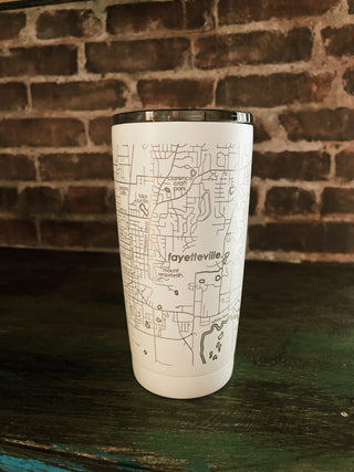 Fayetteville, AR Map Insulated Tumbler- White