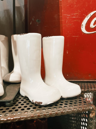 Stoneware Boot Vase - White