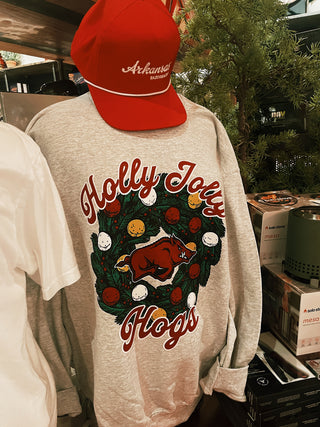 Holly Jolly Hogs Sweatshirt- Grey