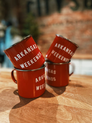 Arkansas Weekends Enamel Mug