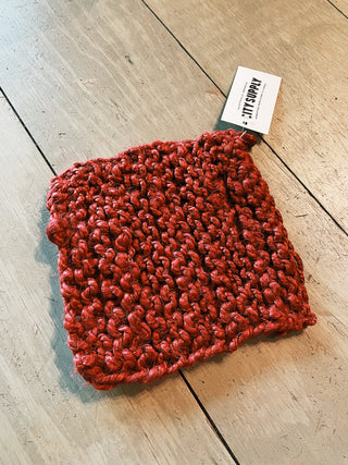Jute Crocheted Pot Holder - Red