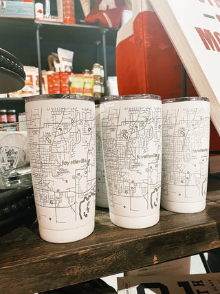 Fayetteville, AR Map Insulated Tumbler- White