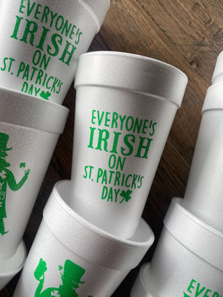 St Patrick's Day Styrofoam Cup 10 Pack {Leprechaun}