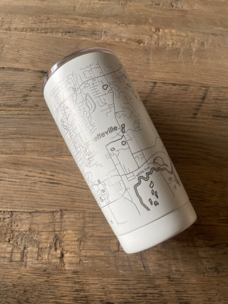 Fayetteville, AR Map Insulated Tumbler- White